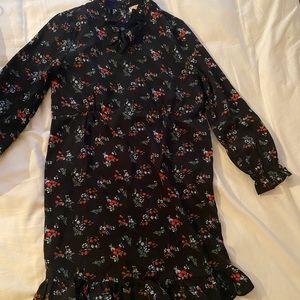 Chelsea + Violet black ruffle neck floral dress